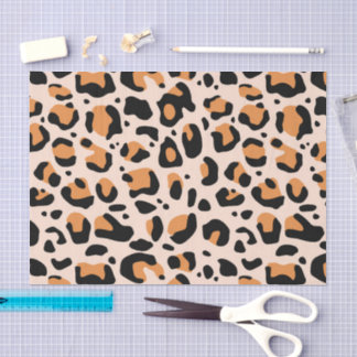 Black Orange Funky Leopard Print Decoupage Tissuepapier