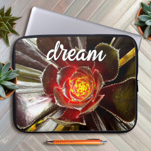 Black Oranje Cactus Succulent Photo Dream Script Laptop Sleeve
