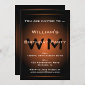 Black & Oranje Glow Monogram Sci-fi - Uitnodiging (Voorkant / Achterkant)