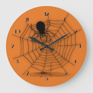 Black & Oranje Halloween Spider Web Wall klok