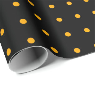 Black Oranje Polka Dot Pattern Halloween Cadeaupapier