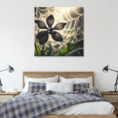 Black Orchid Spiderweb Floral Canvas Afdruk (Insitu (Slaapkamer))