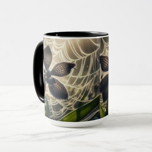 Black Orchid Spiderweb Floral Mok (Voorkant links)