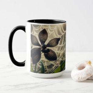 Black Orchid Spiderweb Floral Mok