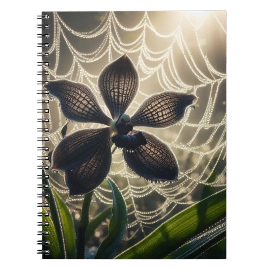 Black Orchid Spiderweb Floral Notitieboek (Voorkant)
