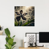 Black Orchid Spiderweb Floral Poster (Thuiskantoor)