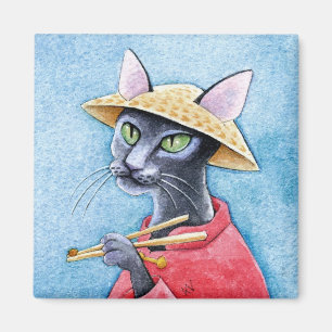 Black Oriental Shorthair Cat magnet Magneet