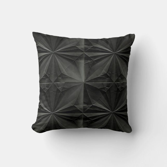 Black Origami Pattern Kussen (Voorkant)