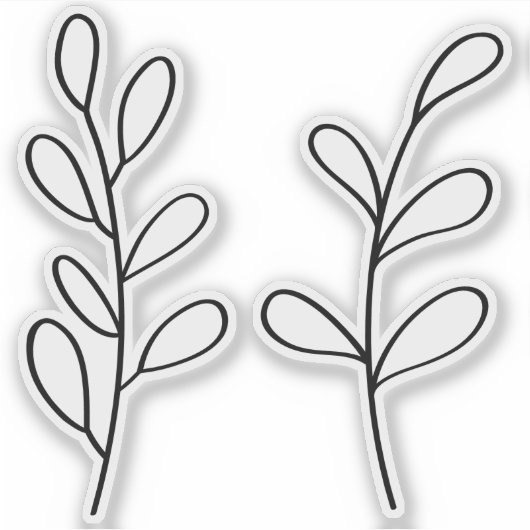 Black Outline Leaves, Two Custom Cut Small Sticker (Voorkant)