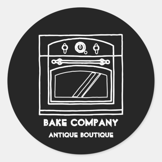 Black  Oven Ronde Sticker (Voorkant)