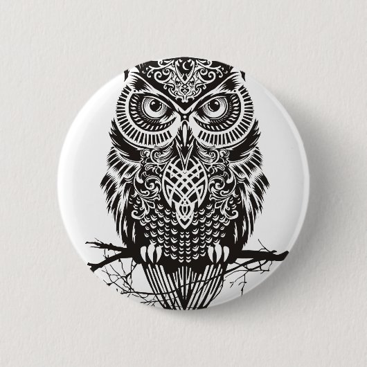 Black Owl Ronde Button 5,7 Cm (Voorkant)