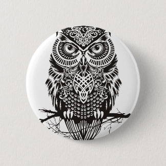 Black Owl Ronde Button 5,7 Cm