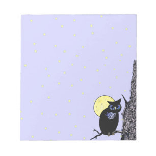 Black Owl Tree Moon Stars Notitieblok