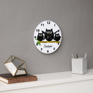 Black Owls Design op maat gemaakt Ronde Klok