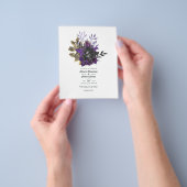 Black Paars Gold Floral Gothic Wedding Flyer (Hand)