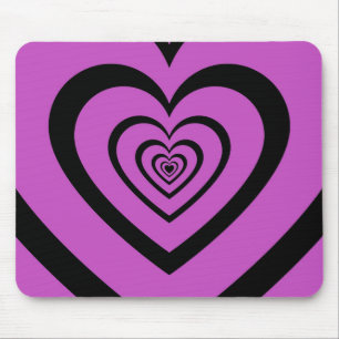 Black Paars Hypnotic Heart Love Pattern Muismat