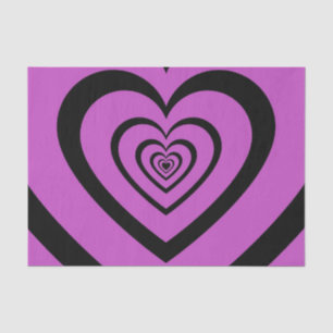 Black Paars Hypnotic Heart Love Pattern Tissuepapier