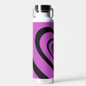 Black Paars Hypnotic Heart Love Pattern Waterfles (Voorkant)