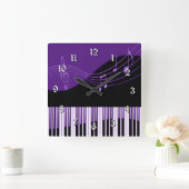 Black & Paarse Musical Melody Square Wall Clock Vierkante Klok (Huis)