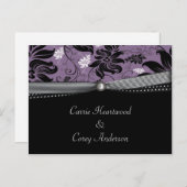 Black Paarse Silver Bewaar de datum Aankondigingskaart (Voorkant / Achterkant)