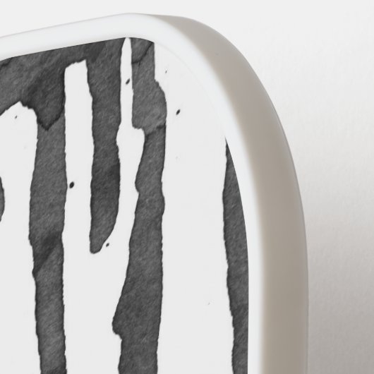 Black Paint Drop Stripes Pattern Pickleball Paddle (Links Detail)