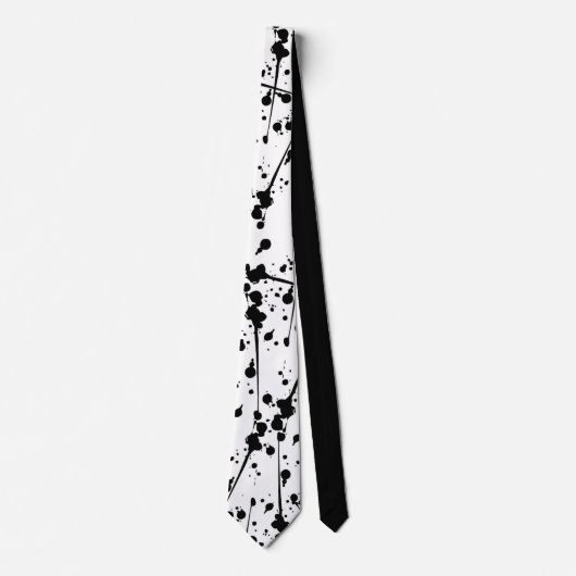 Black Paint Splatter Necktie Stropdas (Voorkant)