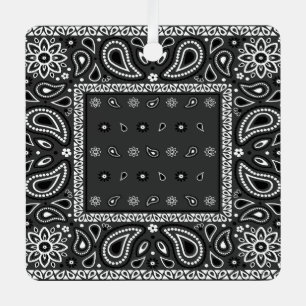 Black Paisley Bandana Verjaardag Hip Hop Rap Scarf Metalen Ornament