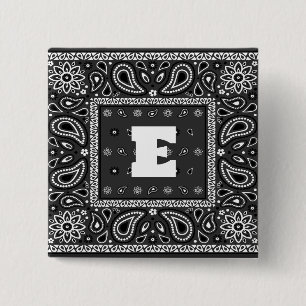 Black Paisley Bandana Verjaardag Hip Hop Rap Scarf Vierkante Button 5,1 Cm