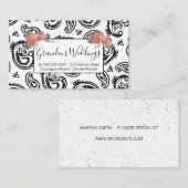 Black Paisley Flower Pattern | ROZEN Visitekaartje (Voorkant / Achterkant)