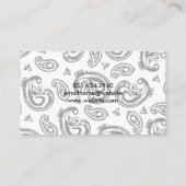 Black Paisley Flower Pattern Visitekaartje (Achterkant)