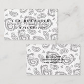 Black Paisley Flower Pattern Visitekaartje (Voorkant / Achterkant)