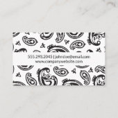 Black Paisley Flower Pattern Visitekaartje (Achterkant)