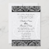 Black Paisley Monogram Mariage damassé Invitation (Devant)