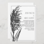 Black Pampas Grass op White Wedding Kaart (Voorkant / Achterkant)