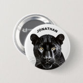 Black Panther Animal Cool Gepersonaliseerde naam Ronde Button 5,7 Cm (Voorkant /achterkant)
