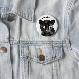 Black Panther Animal Cool Gepersonaliseerde naam Ronde Button 5,7 Cm