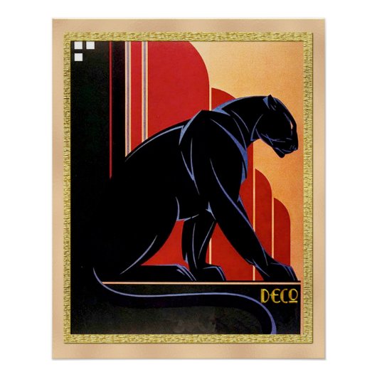 Black Panther Art Deco Poster Perfect Poster (Voorkant)