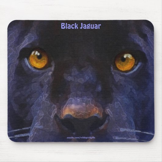 Black Panther (Black Jaguar) Wildlife Art Mousepad Muismat (Voorkant)