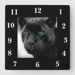 BLACK PANTHER DESIGN WALL CLOCK VIERKANTE KLOK
