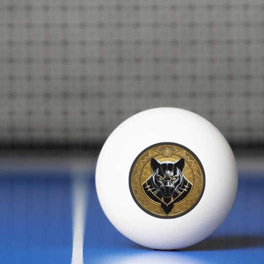 Black Panther icoon met gouden geometrische achter Pingpongballen (Net)