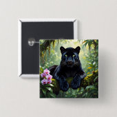 Black Panther in the Jungle Vierkante Button 5,1 Cm (Voorkant /achterkant)