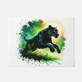 Black Panther met groene omgeving Monogram | Deurmat (Voorkant)