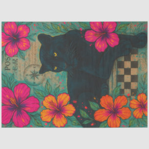 Black Panther met Hibiscus – Tropisch Gotisch Tissuepapier