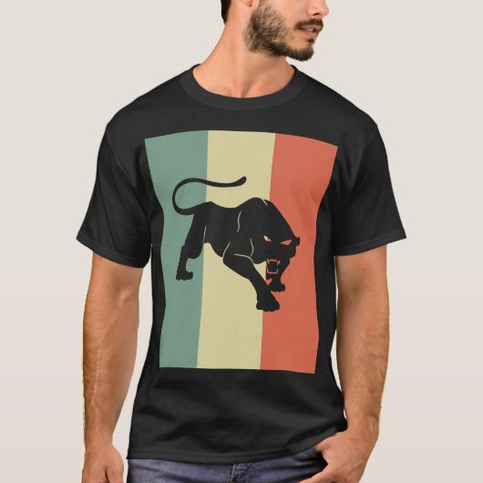 Black Panther Silhouette Shirt Retro klasse (Voorkant)