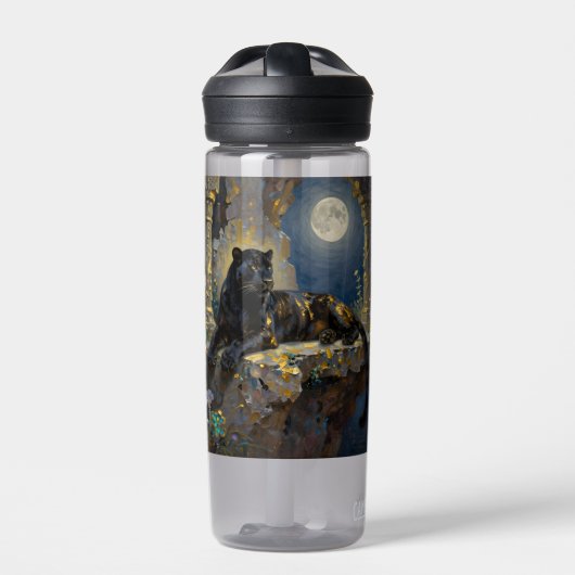 Black Panther under the Full Moon Personalized Waterfles (Voorkant)
