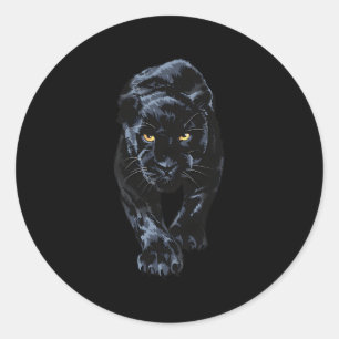 Black Panther Wandelen voor Dierlijke Luipaard Jag Ronde Sticker