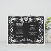 Black papel picado bruiloft fista-vouwprogramma (Staand voorkant)