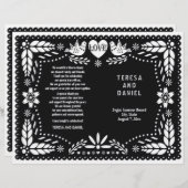 Black papel picado bruiloft fista-vouwprogramma (Voorkant / Achterkant)