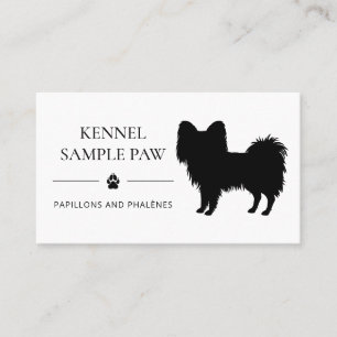 Black Papillon Silhouette Dog Kennel of Breeder Visitekaartje