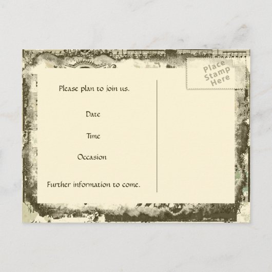 Black Paris Eiffel Tower Music Cream Bewaar de dat Aankondigingskaart (Achterkant)